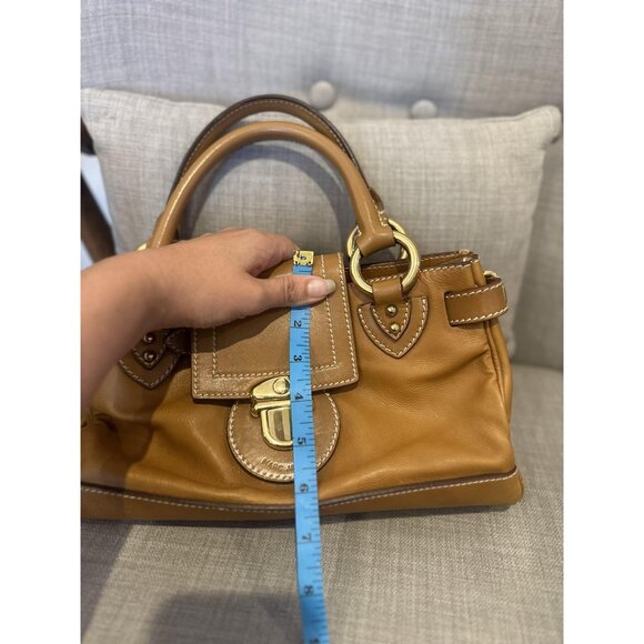 Y2K Marc Jacobs Doctors Satchel Camel Tan Leather Top Handle Gold Made Italy 90s - Picture 16 of 16